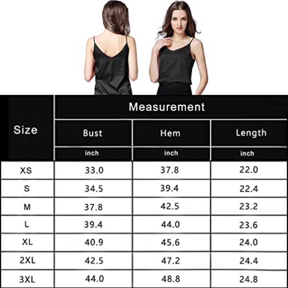 Women's Silk Tank Top Ladies V-Neck Camisole - Picture 9 of 9